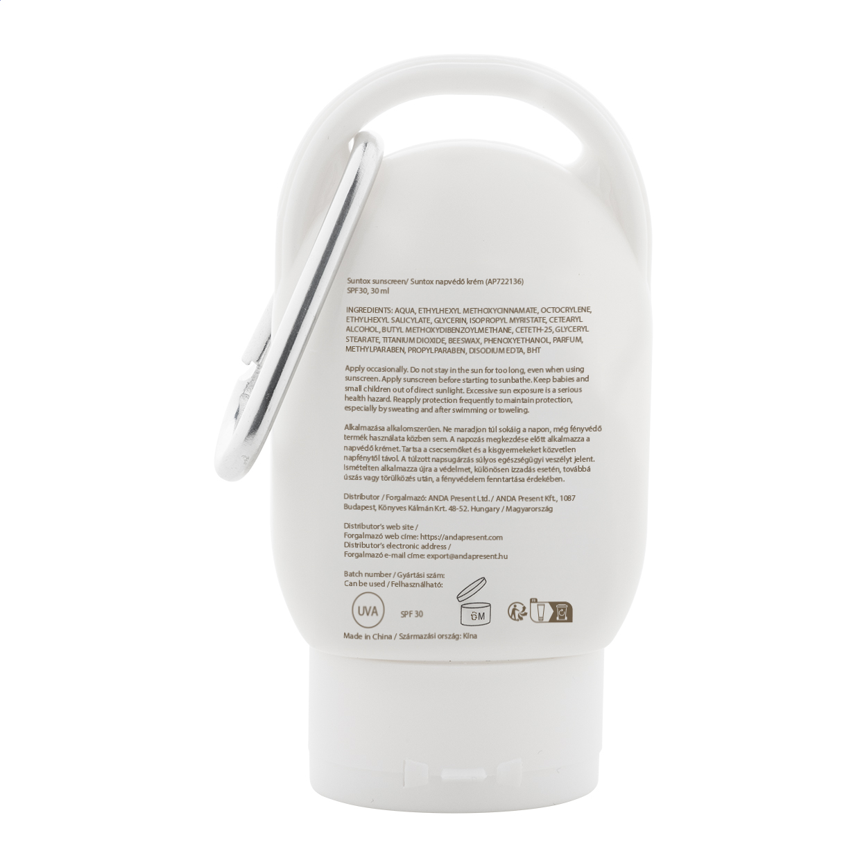 Mini-Sonnencreme Tube mit Karabiner – Ansicht 2